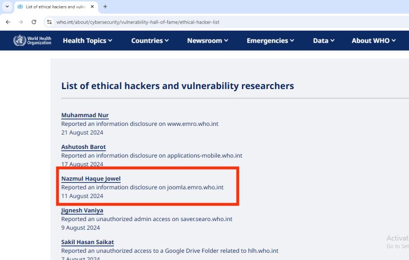 WHO Ethical Hacker List